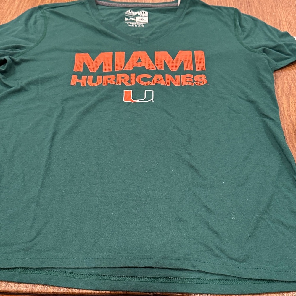 Adidas Green Miami Hurricanes Tee University of Miami XL